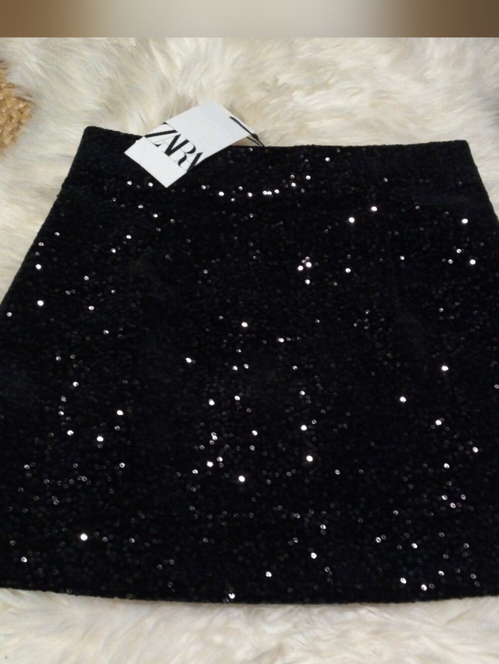ZARA Black Sequin Mini Skirt NWT Size Small